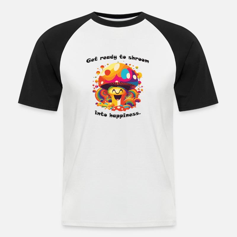 Felicità - Maglia da baseball a manica corta da uomo - bianco/nero