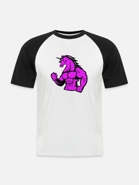strong unicorn - Men's Baseball T-Shirt - white/black
