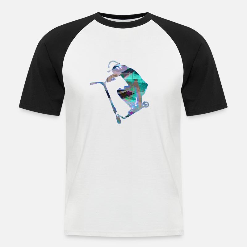 Stuntscooter,Trickscooter,tricks,stunt,e-scooter, - Männer Baseball-T-Shirt - Weiß/Schwarz