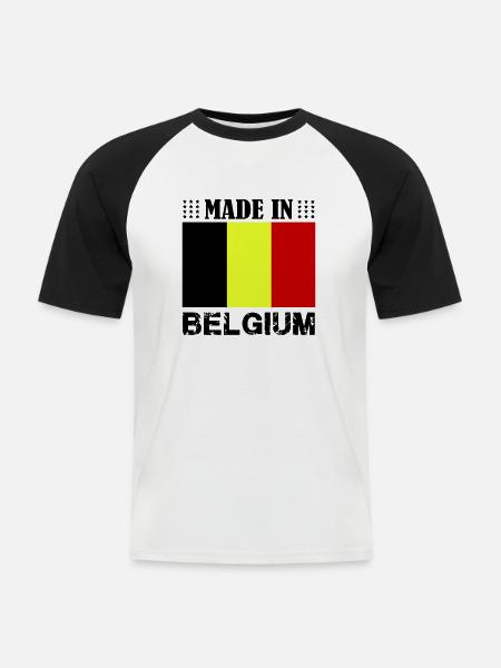 made in belgium - Männer Baseball-T-Shirt - Weiß/Schwarz