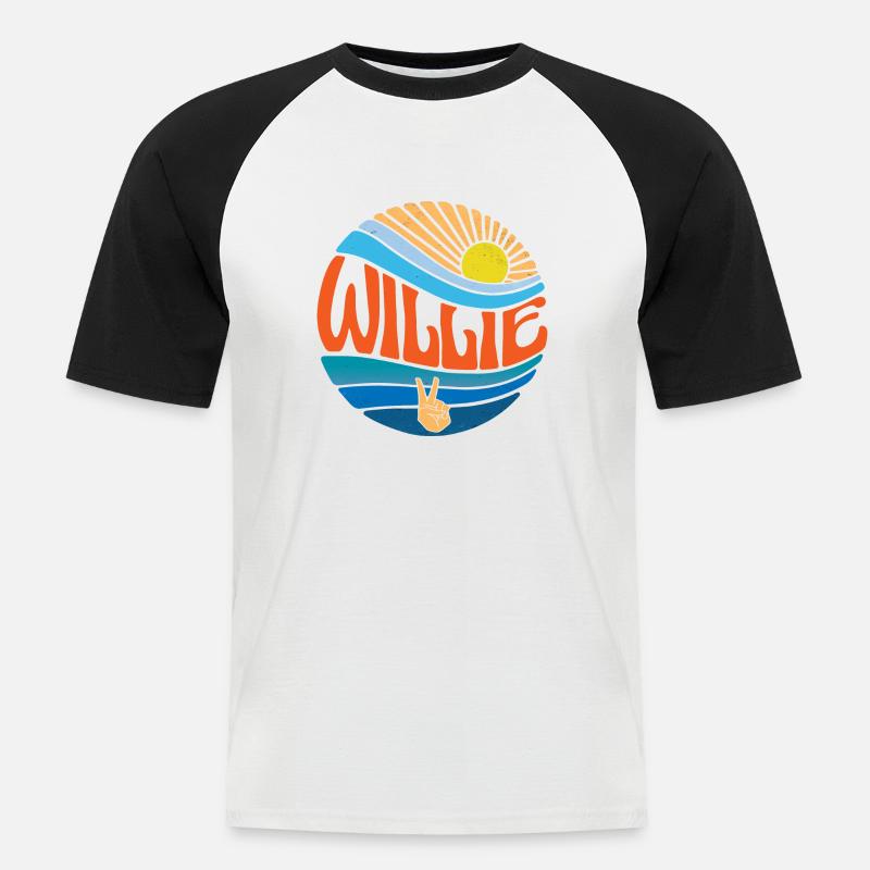 Camicia Willie Vintage Sunset Willie Groovy Tie Dye - Maglia da baseball a manica corta da uomo - bianco/nero