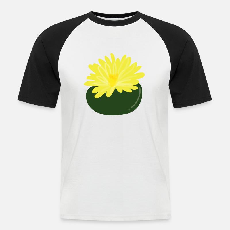 Lithops-Blüte1 - Männer Baseball-T-Shirt - Weiß/Schwarz