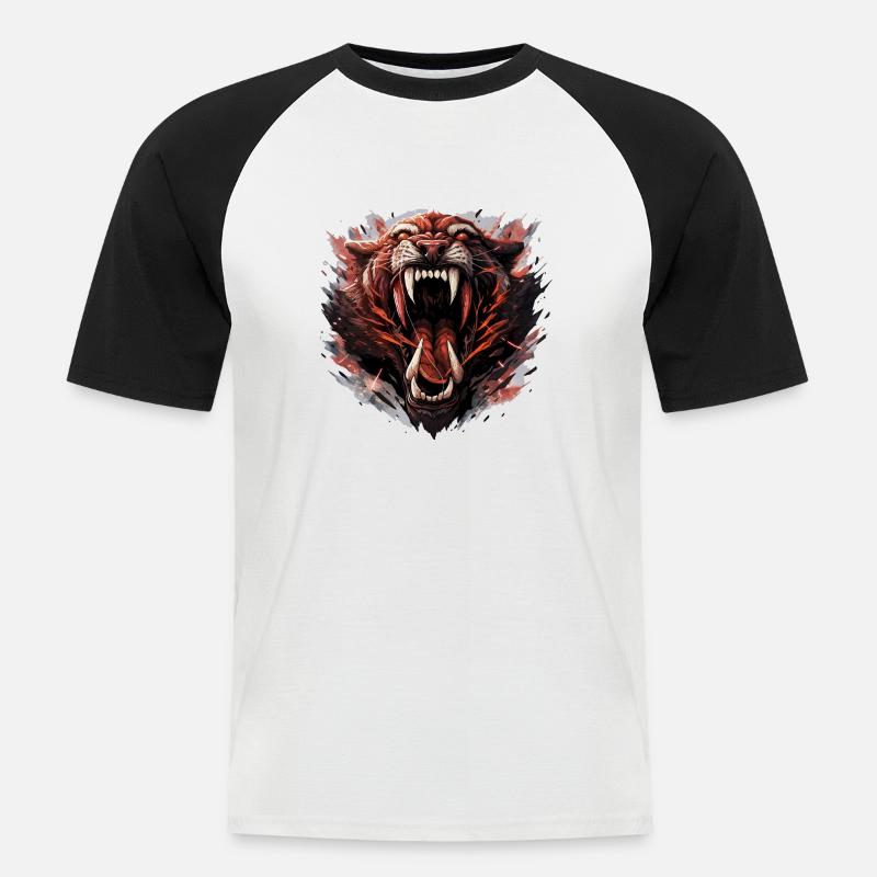 Säbelzahntiger - Sabertooth v1 - Männer Baseball-T-Shirt - Weiß/Schwarz