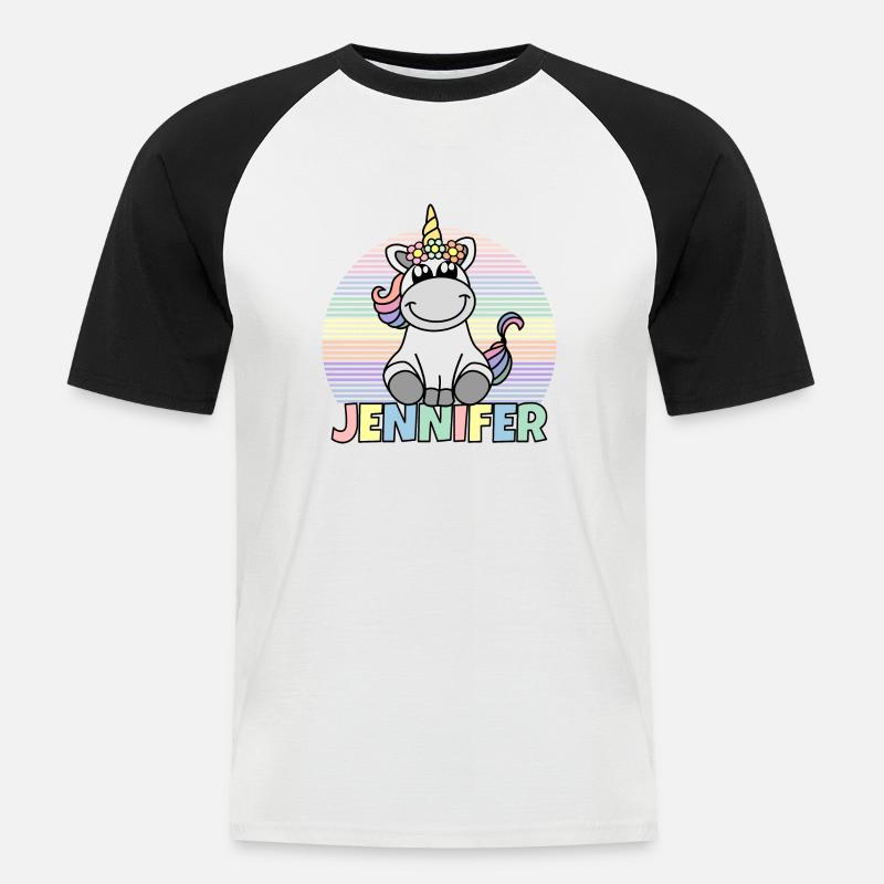 Jennifer Einhorn Name - Männer Baseball-T-Shirt - Weiß/Schwarz
