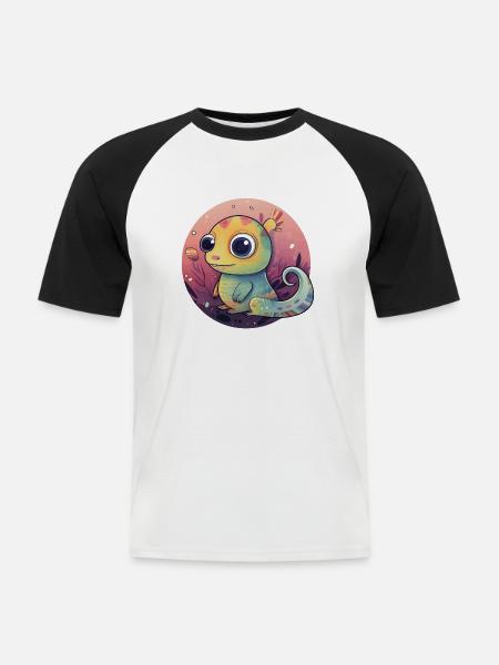 Crazy Echse - Männer Baseball-T-Shirt - Weiß/Schwarz