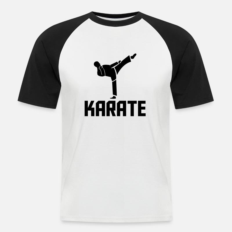 karate - Männer Baseball-T-Shirt - Weiß/Schwarz