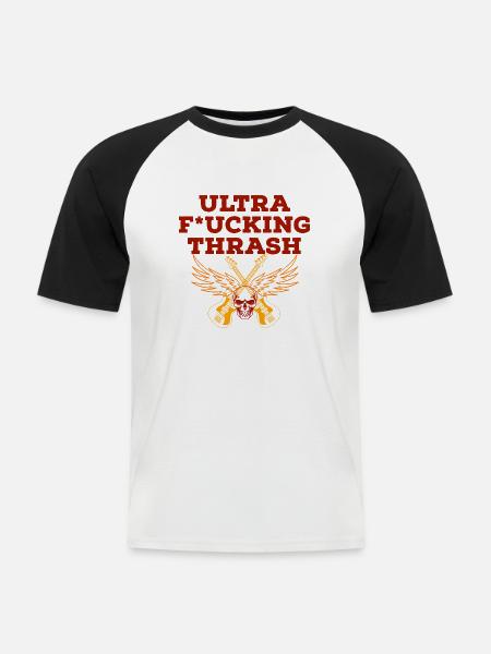 ultra fucking thrash metal - Männer Baseball-T-Shirt - Weiß/Schwarz