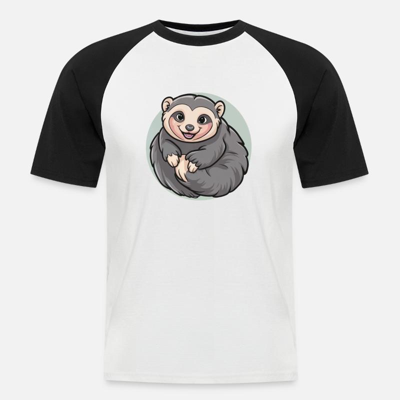 Langsame Loris - Männer Baseball-T-Shirt - Weiß/Schwarz
