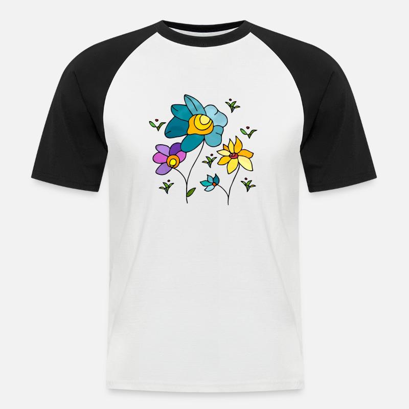 Blumen - Männer Baseball-T-Shirt - Weiß/Schwarz