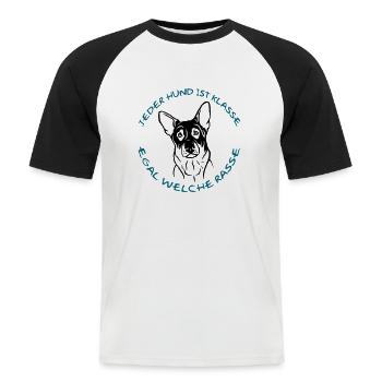 Every dog is great - German Shepherd - Men's Baseball T-Shirt - white/black - Front - Nik (191cm)