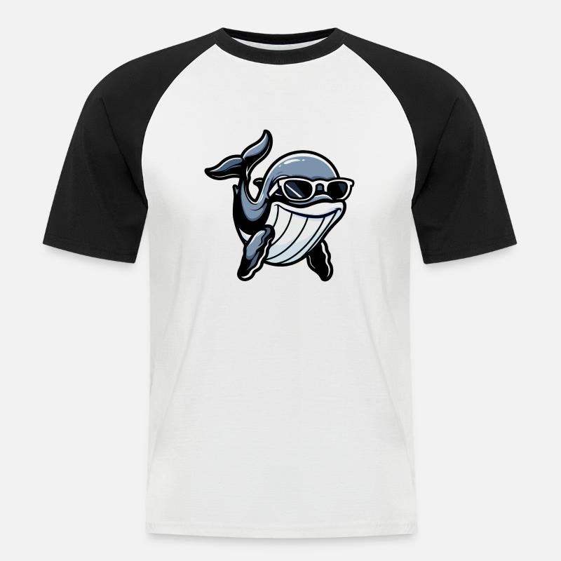 Wal Comic Cool - Männer Baseball-T-Shirt - Weiß/Schwarz