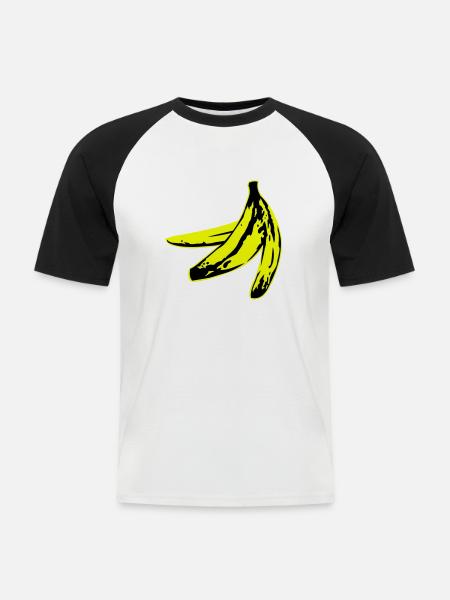 warholish banana peel - Kortärmad basebolltröja herr - vit/svart