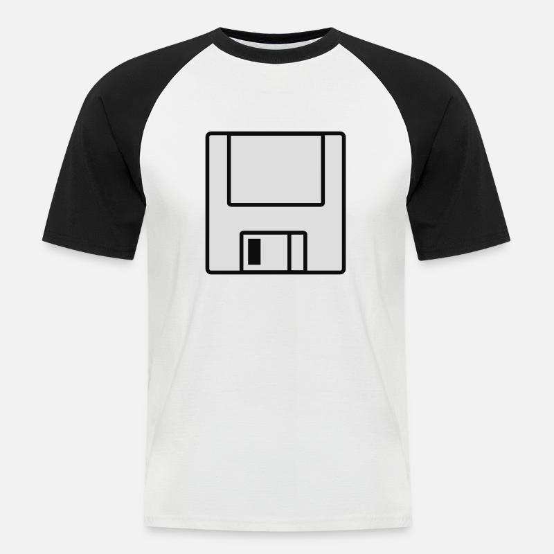 Computer-Diskette - Männer Baseball-T-Shirt - Weiß/Schwarz
