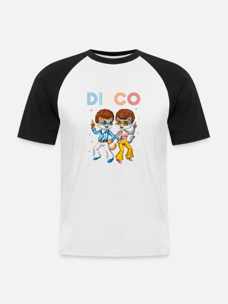 Chats disco - T-shirt baseball manches courtes Homme - blanc/noir