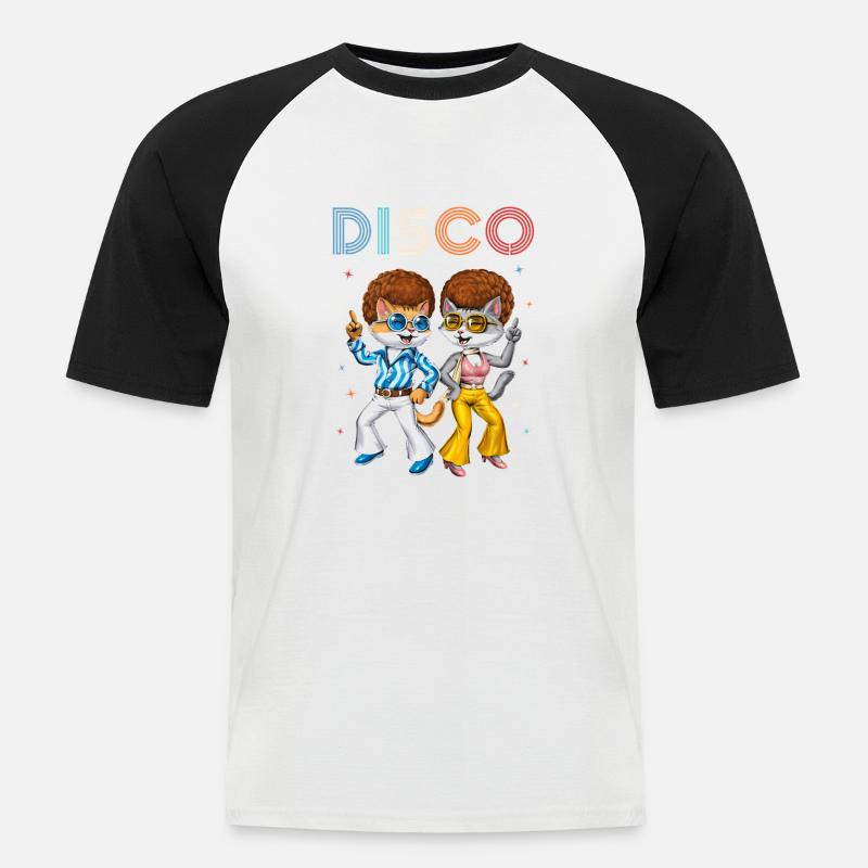 Disco Cats - Men's Baseball T-Shirt - white/black