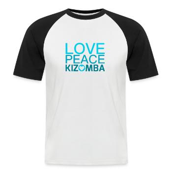 L'AMOUR DE LA PAIX KIZOMBA Bleu - Chemises de nuit - T-shirt baseball manches courtes Homme - blanc/noir - Devant - Nik (191cm)