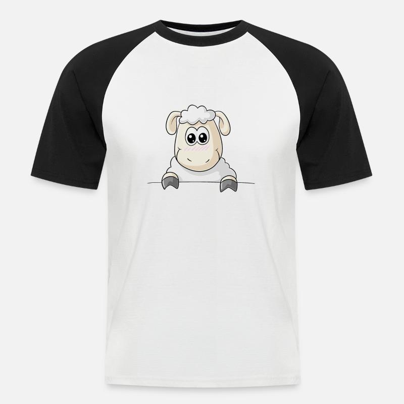 Schaf Comic - Männer Baseball-T-Shirt - Weiß/Schwarz