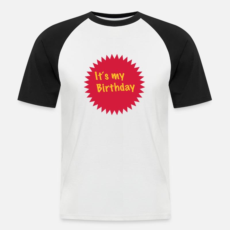 It´s my Birthday 2c - Männer Baseball-T-Shirt - Weiß/Schwarz