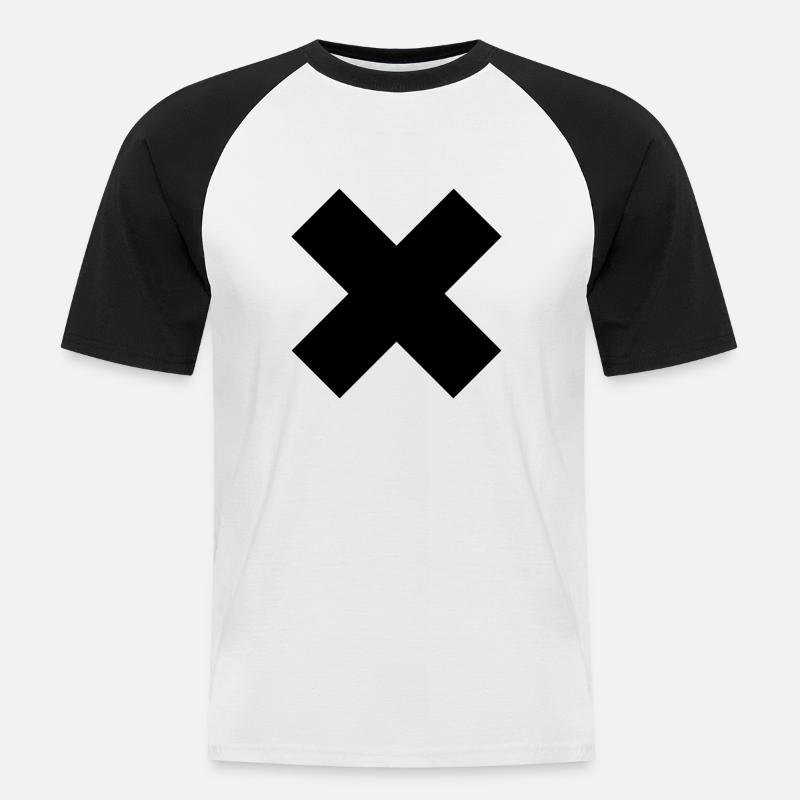 X - Simple Cross - Männer Baseball-T-Shirt - Weiß/Schwarz