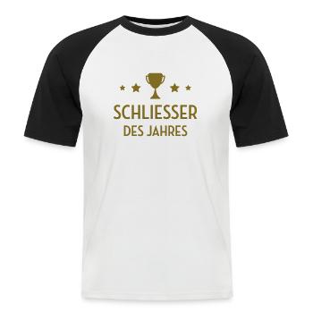 Schliesser Schließerin Knasti Schließer Justiz - Männer Baseball-T-Shirt - Weiß/Schwarz - Vorne - Nik (191cm)