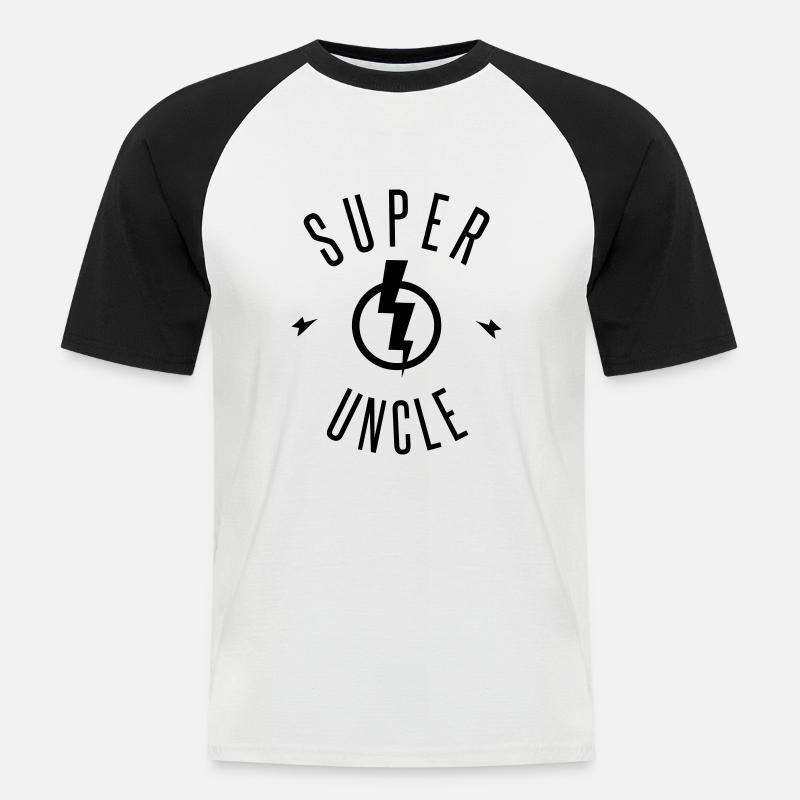 SUPER UNCLE - Männer Baseball-T-Shirt - Weiß/Schwarz