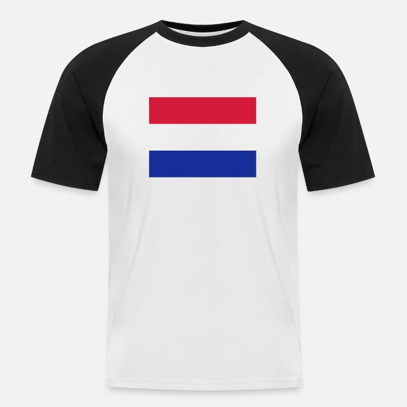 drapeau_pays_bas - Männer Baseball-T-Shirt - Weiß/Schwarz