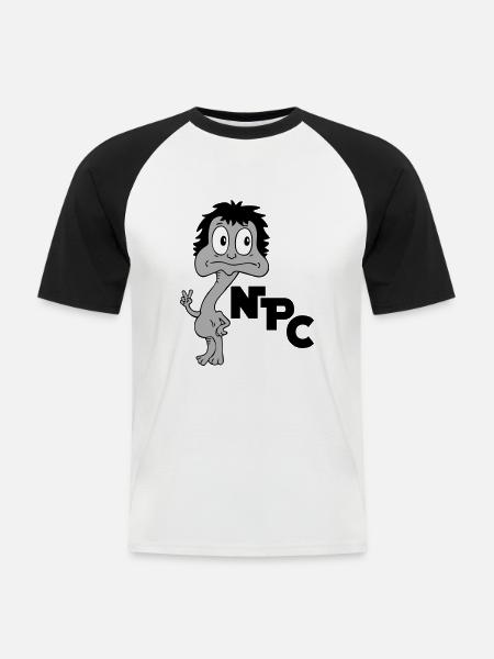 Sprüche Lustige Comic NPC - Männer Baseball-T-Shirt - Weiß/Schwarz