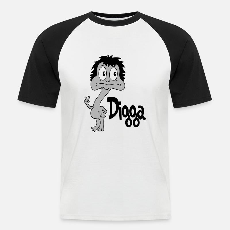 Sprüche Lustige Comic Digga - Männer Baseball-T-Shirt - Weiß/Schwarz