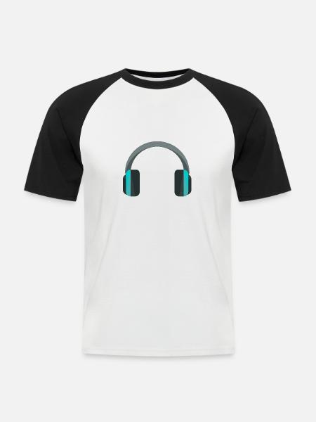 Écouteurs - T-shirt baseball manches courtes Homme - blanc/noir