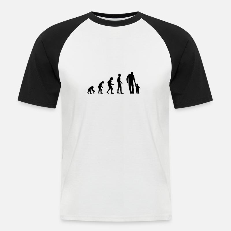 Father Evolution Daddy dad - Men's Baseball T-Shirt - white/black
