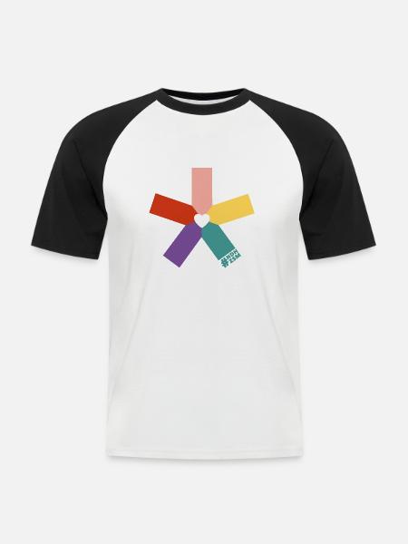 Asterisk bunt - Männer Baseball-T-Shirt - Weiß/Schwarz