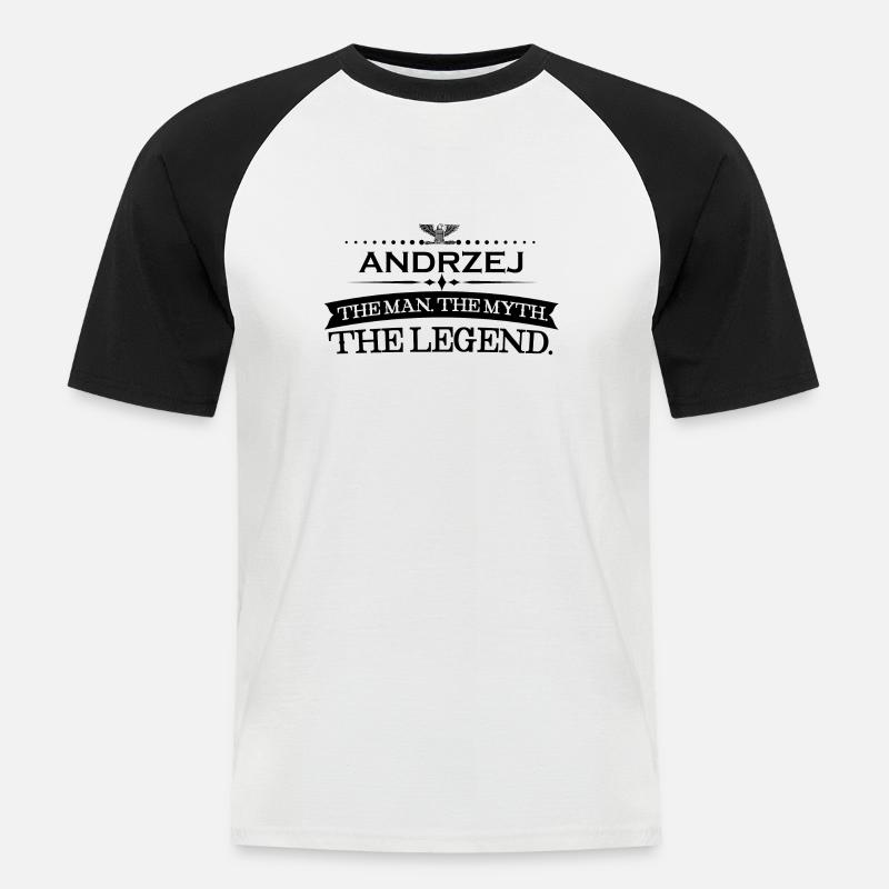 Mann mythos legende geschenk Andrzej - Männer Baseball-T-Shirt - Weiß/Schwarz