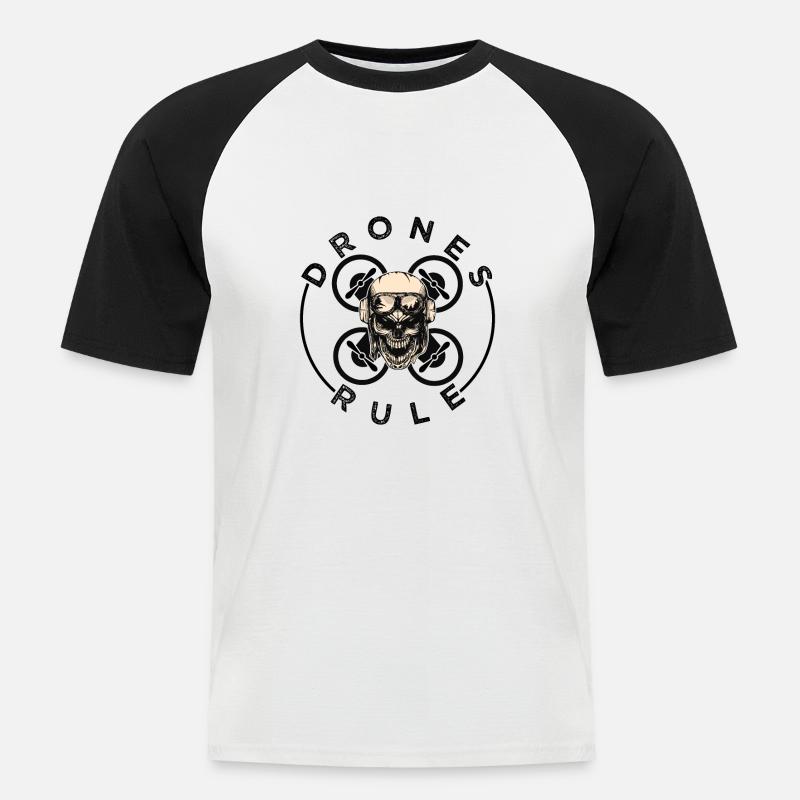 Drones Rule - Männer Baseball-T-Shirt - Weiß/Schwarz