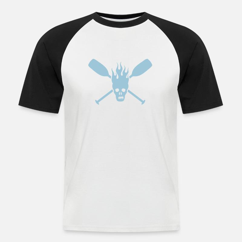 paddle skull - Männer Baseball-T-Shirt - Weiß/Schwarz