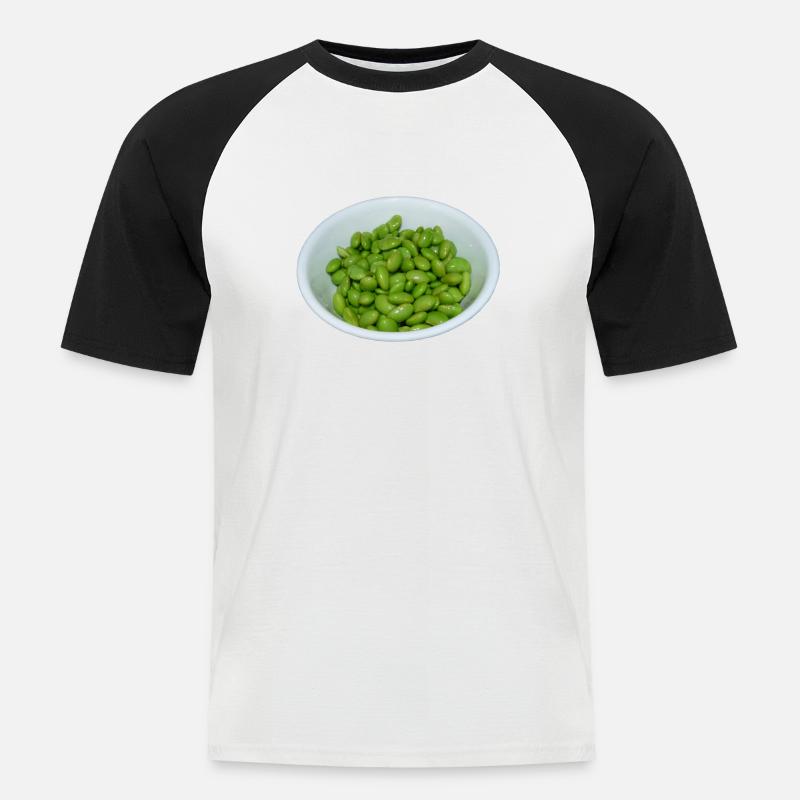 soybeans soja bohnen veggie - Männer Baseball-T-Shirt - Weiß/Schwarz