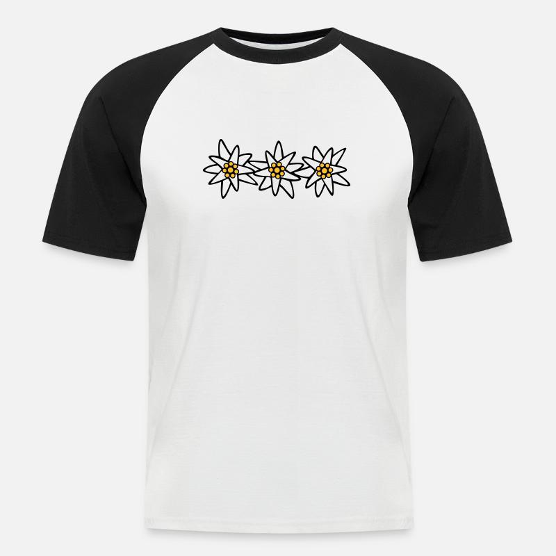Edelweiss Trio - Männer Baseball-T-Shirt - Weiß/Schwarz