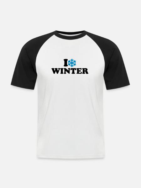 I love winter - Men's Baseball T-Shirt - white/black