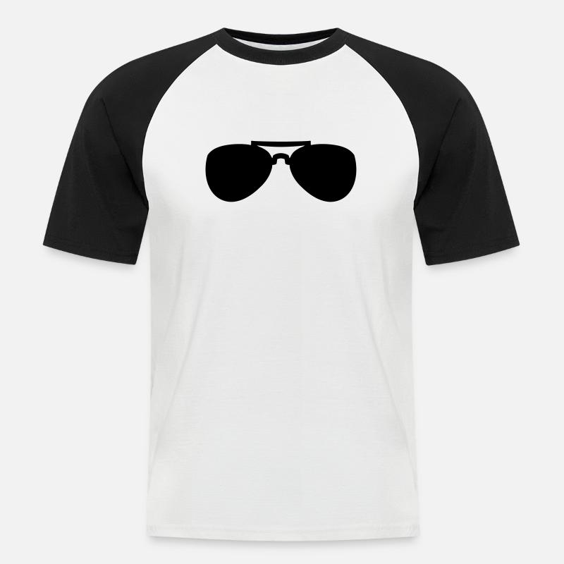 Occhiali da sole - Maglia da baseball a manica corta da uomo - bianco/nero