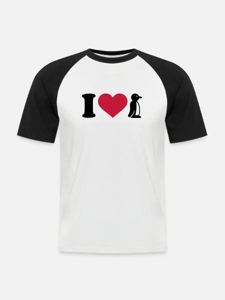 I love Penguin - Men's Baseball T-Shirt - white/black