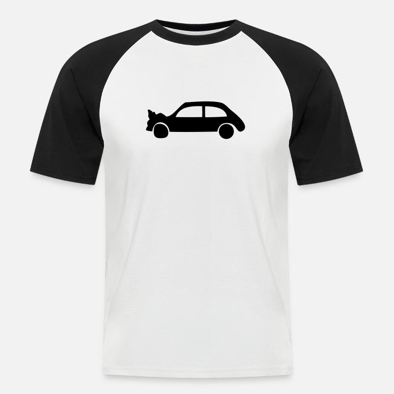 Crash Auto - Unfall - Männer Baseball-T-Shirt - Weiß/Schwarz