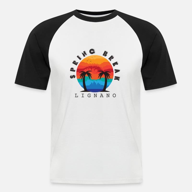 Spring Break, Lignano - Männer Baseball-T-Shirt - Weiß/Schwarz