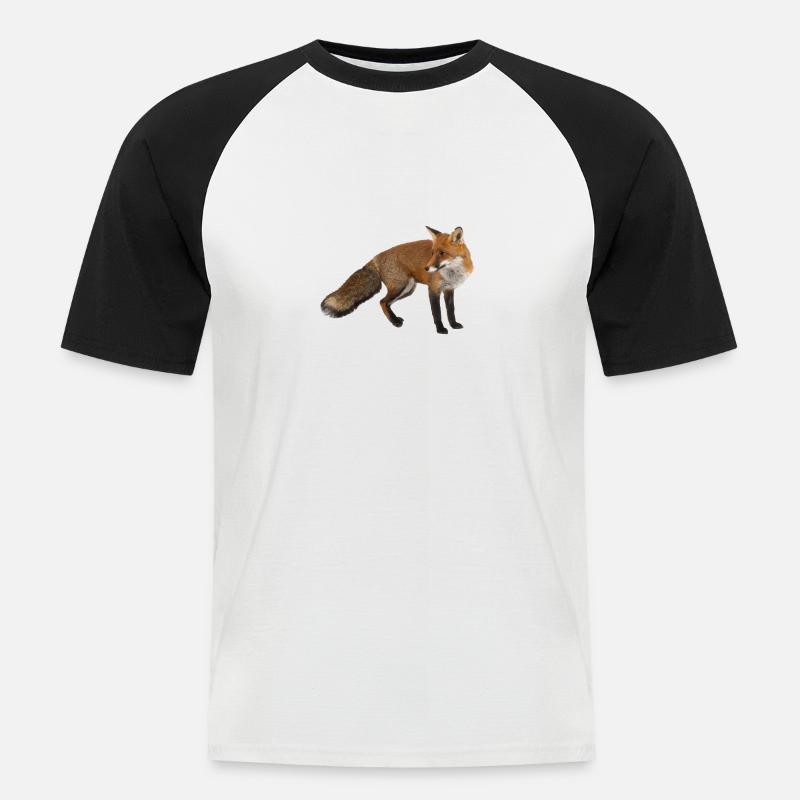 Fuchs - Männer Baseball-T-Shirt - Weiß/Schwarz