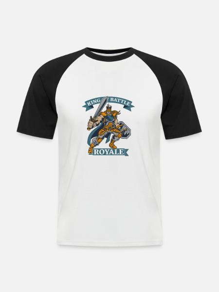 King of Battle Geschenkidee - Männer Baseball-T-Shirt - Weiß/Schwarz