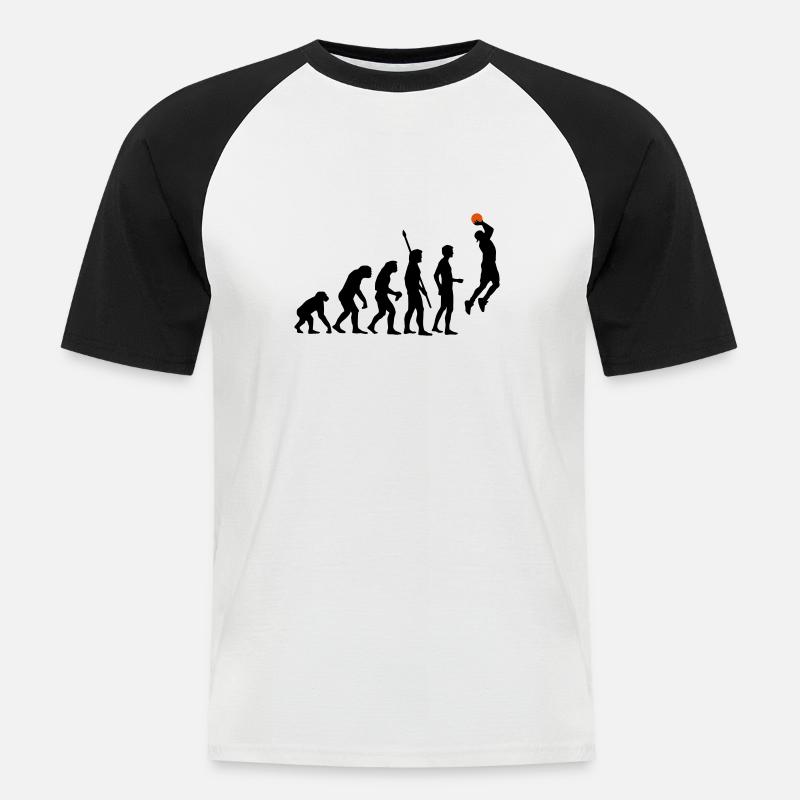 evolution_basketball_b_2c - Männer Baseball-T-Shirt - Weiß/Schwarz