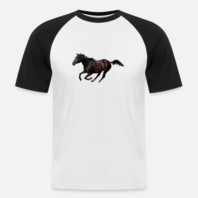 Pferd - Männer Baseball-T-Shirt - Weiß/Schwarz