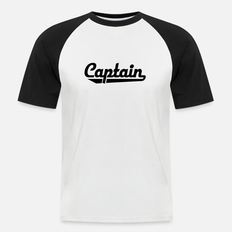 Captain - Männer Baseball-T-Shirt - Weiß/Schwarz