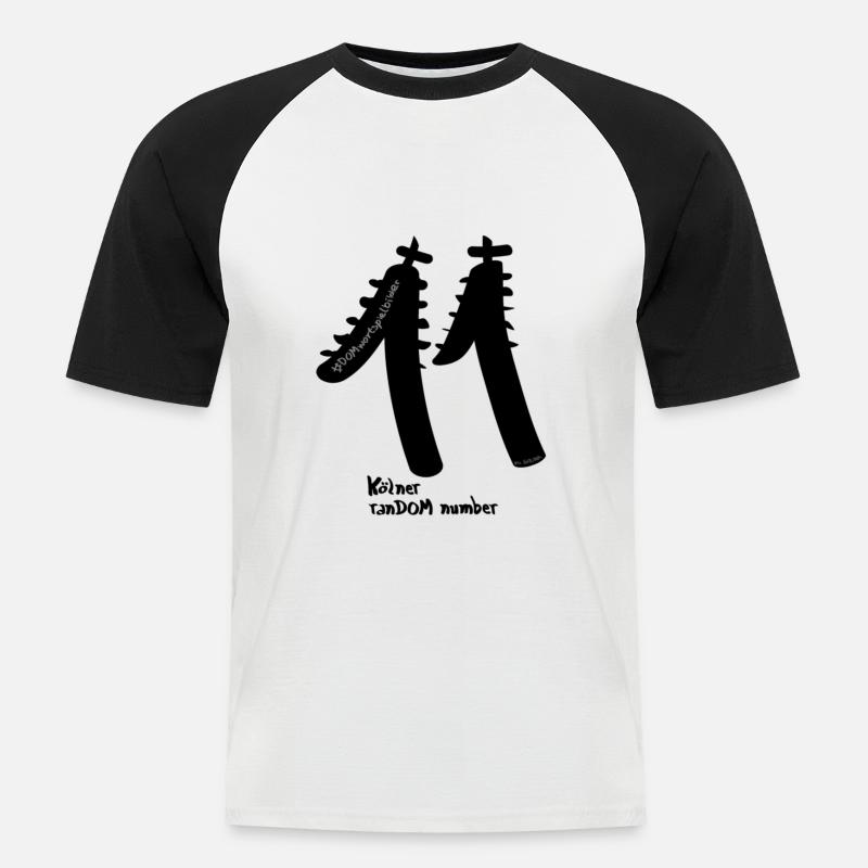 Kölner ranDOMnumber (seit 2001) - Männer Baseball-T-Shirt - Weiß/Schwarz