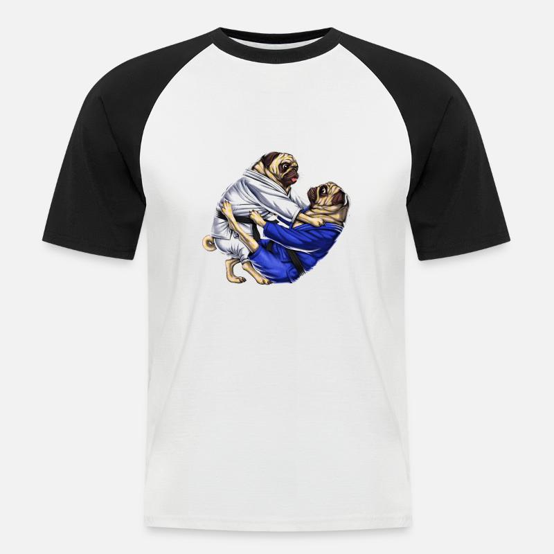 Jiu-Jitsu Möpse - Männer Baseball-T-Shirt - Weiß/Schwarz