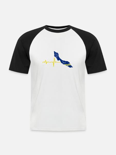 Heartbeat Curacao gift - Men's Baseball T-Shirt - white/black
