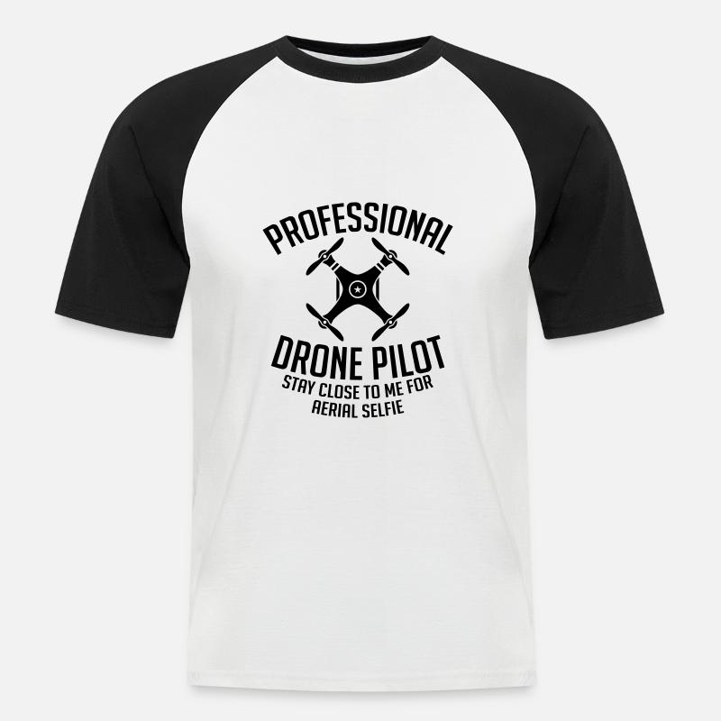 Professional Drone Pilot - Männer Baseball-T-Shirt - Weiß/Schwarz
